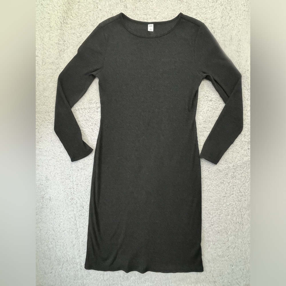 Women's Old Navy Dark Gray Ribbed Cotton Blend Bodycon Dress Size S